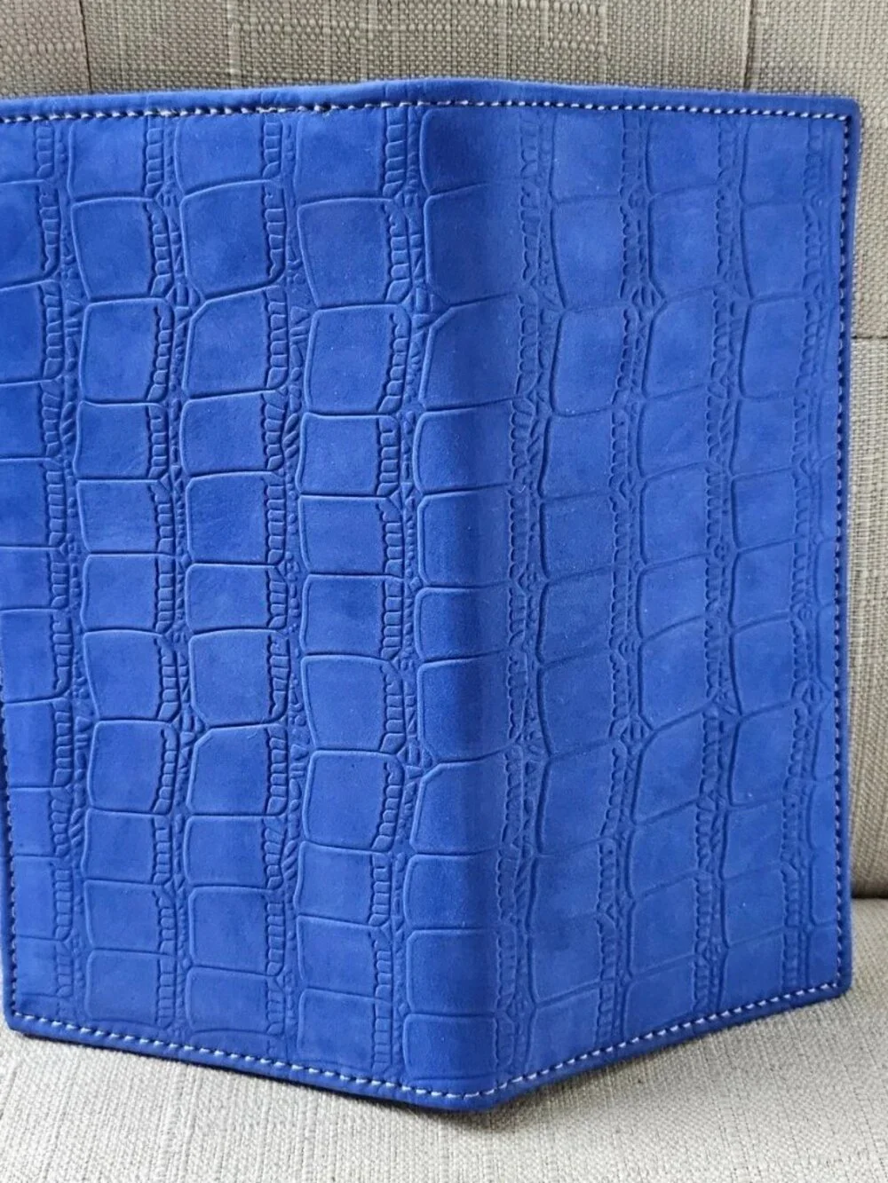 Long Wallet Cardholder Blue Genuine Leather Billfold Clutch Purse Handma